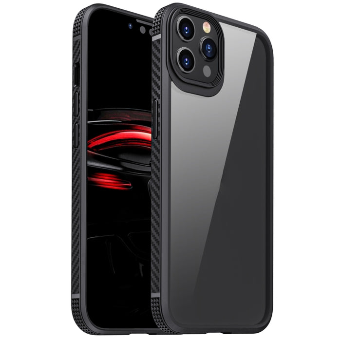 Estuche a prueba de golpes con bolsa de aire de cuatro esquinas de PC transparente de fibra de carbono TPU + PC transparente, For iPhone 12 Pro Max, For iPhone 12 / 12 Pro, For iPhone 11 Pro, For iPhone 11 Pro Max