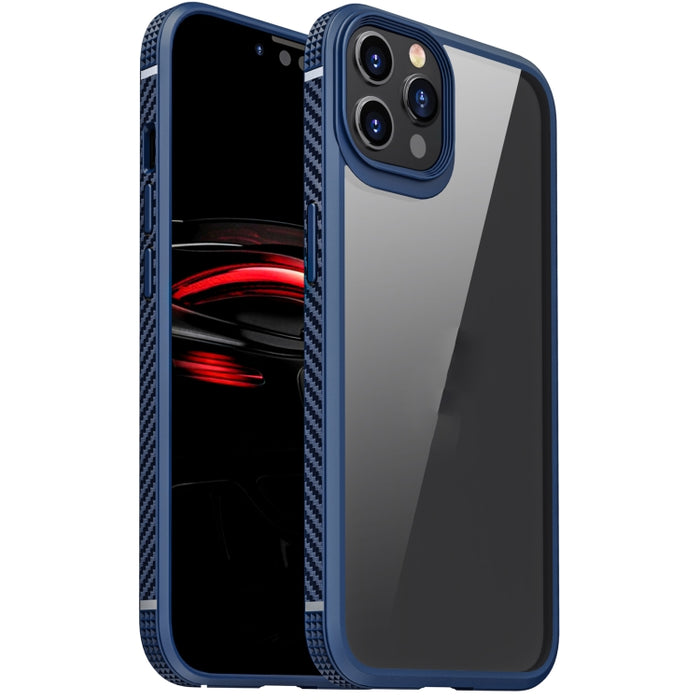 Estuche a prueba de golpes con bolsa de aire de cuatro esquinas de PC transparente de fibra de carbono TPU + PC transparente, For iPhone 12 Pro Max, For iPhone 12 / 12 Pro, For iPhone 11 Pro, For iPhone 11 Pro Max