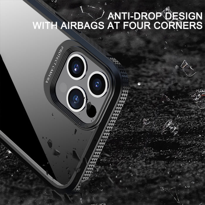 Estuche a prueba de golpes con bolsa de aire de cuatro esquinas de PC transparente de fibra de carbono TPU + PC transparente, For iPhone 12 Pro Max, For iPhone 12 / 12 Pro, For iPhone 11 Pro, For iPhone 11 Pro Max