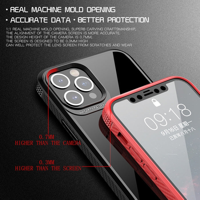 Estuche a prueba de golpes con bolsa de aire de cuatro esquinas de PC transparente de fibra de carbono TPU + PC transparente, For iPhone 12 Pro Max, For iPhone 12 / 12 Pro, For iPhone 11 Pro, For iPhone 11 Pro Max