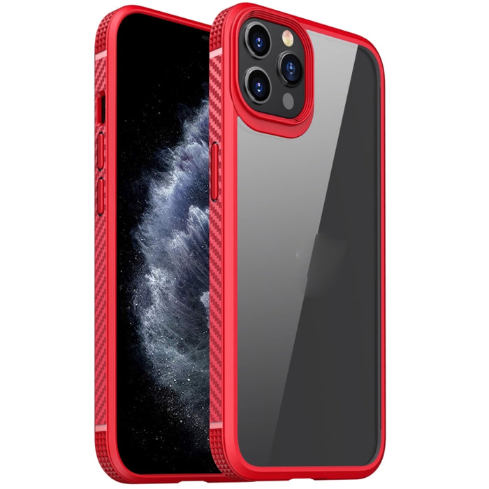Estuche a prueba de golpes con bolsa de aire de cuatro esquinas de PC transparente de fibra de carbono TPU + PC transparente, For iPhone 12 Pro Max, For iPhone 12 / 12 Pro, For iPhone 11 Pro, For iPhone 11 Pro Max
