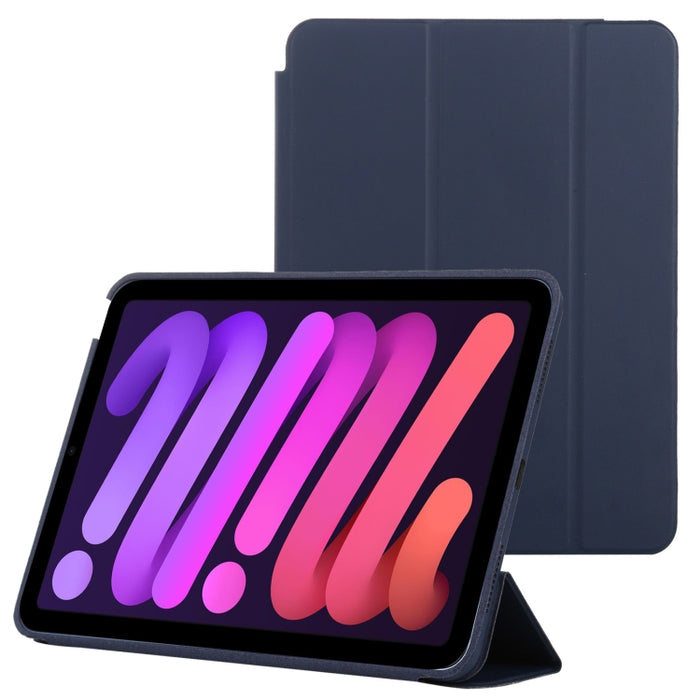 Estuche de cuero inteligente con tapa horizontal de 3 pliegues con función de suspensión / activación y soporte