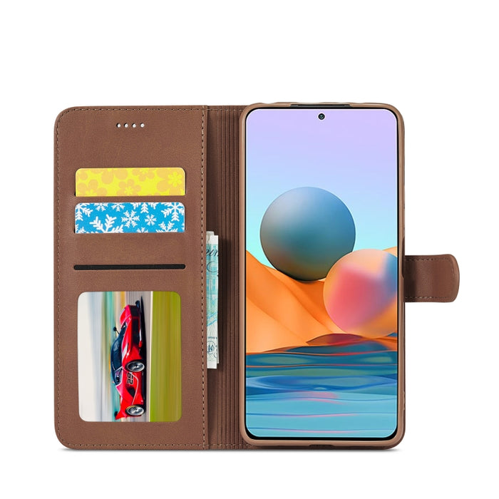 LC.IMEEKE Estuche de cuero con tapa horizontal con textura de becerro con soporte y ranuras para tarjetas y billetera, For Xiaomi Redmi 10
