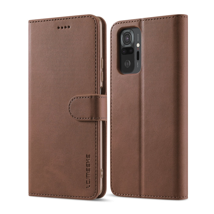 LC.IMEEKE Estuche de cuero con tapa horizontal con textura de becerro con soporte y ranuras para tarjetas y billetera, For Xiaomi Redmi 10