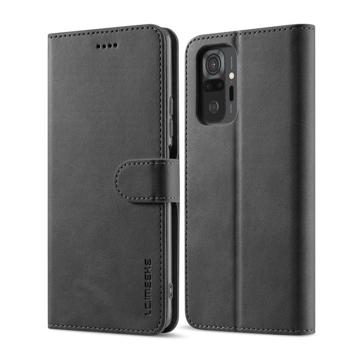 LC.IMEEKE Estuche de cuero con tapa horizontal con textura de becerro con soporte y ranuras para tarjetas y billetera, For Xiaomi Redmi 10