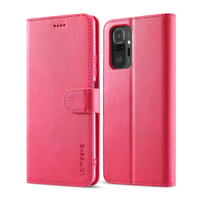 LC.IMEEKE Estuche de cuero con tapa horizontal con textura de becerro con soporte y ranuras para tarjetas y billetera, For Xiaomi Redmi 10