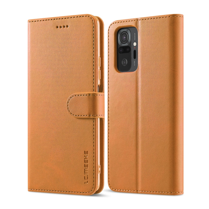 LC.IMEEKE Estuche de cuero con tapa horizontal con textura de becerro con soporte y ranuras para tarjetas y billetera, For Xiaomi Redmi 10