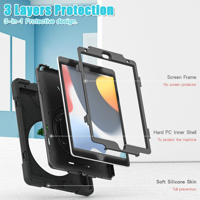 Funda protectora de silicona + PC con soporte y correa para el hombro