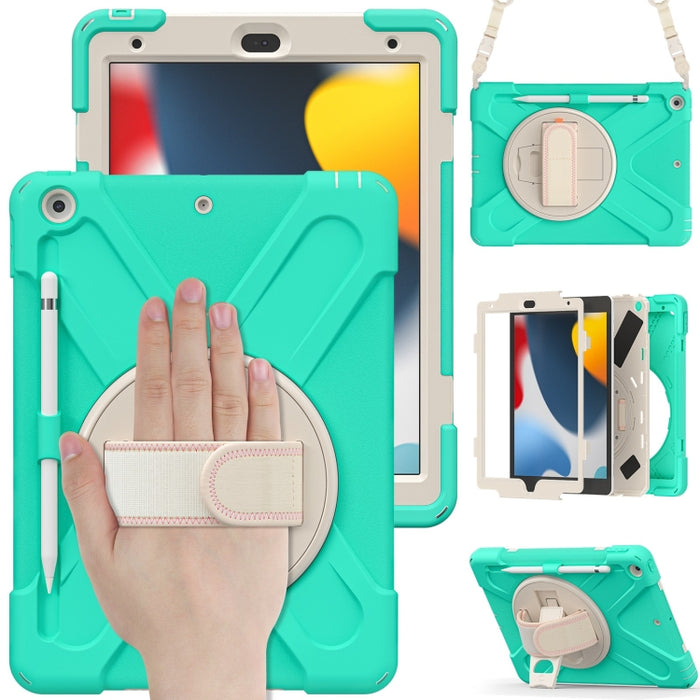 Funda protectora de silicona + PC con soporte y correa para el hombro