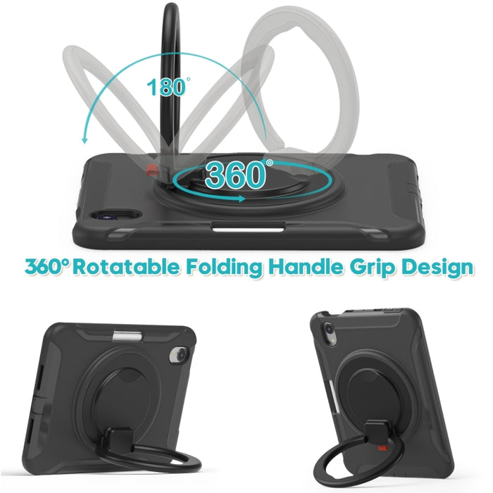 Estuche protector de TPU + PC a prueba de golpes con rotación de 360 grados Mango plegable Soporte de agarre Ranura para bolígrafo