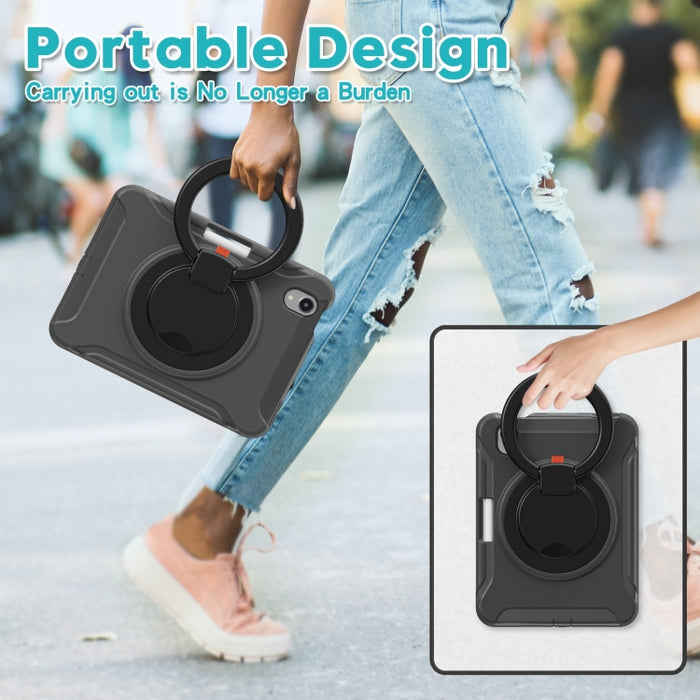 Estuche protector de TPU + PC a prueba de golpes con rotación de 360 grados Mango plegable Soporte de agarre Ranura para bolígrafo