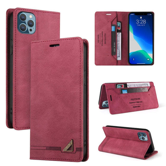 Estuche de cuero con tapa horizontal con cepillo antirrobo Skin Feel con soporte, ranuras para tarjetas y billetera
