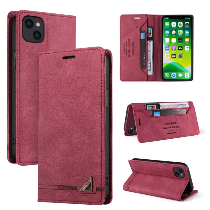 Estuche de cuero con tapa horizontal con cepillo antirrobo Skin Feel con soporte, ranuras para tarjetas y billetera