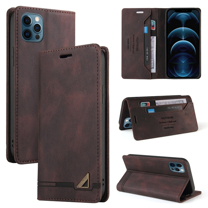 Estuche de cuero con tapa horizontal con cepillo antirrobo Skin Feel con soporte, ranuras para tarjetas y billetera