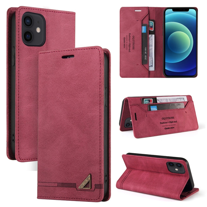 Estuche de cuero con tapa horizontal con cepillo antirrobo Skin Feel con soporte, ranuras para tarjetas y billetera