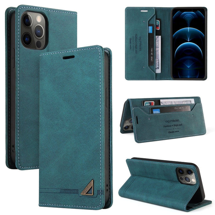 Estuche de cuero con tapa horizontal con cepillo antirrobo Skin Feel con soporte, ranuras para tarjetas y billetera