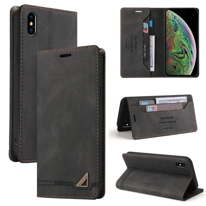 Estuche de cuero con tapa horizontal con cepillo antirrobo Skin Feel con soporte, ranuras para tarjetas y billetera