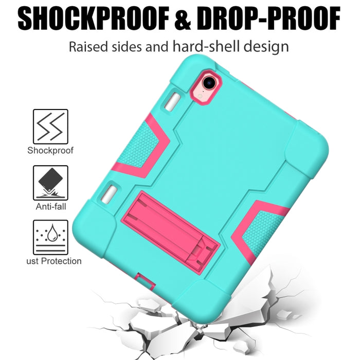 Contraste de color Robot a prueba de golpes Silicona + PC Funda protectora con soporte y ranura para bolígrafo