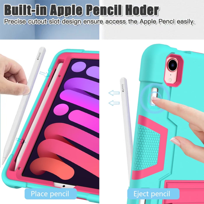 Contraste de color Robot a prueba de golpes Silicona + PC Funda protectora con soporte y ranura para bolígrafo