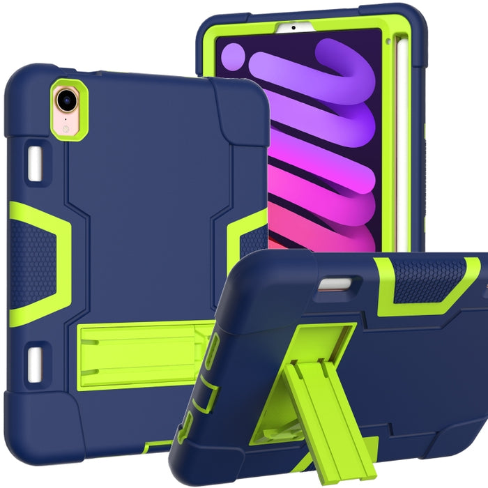 Contraste de color Robot a prueba de golpes Silicona + PC Funda protectora con soporte y ranura para bolígrafo
