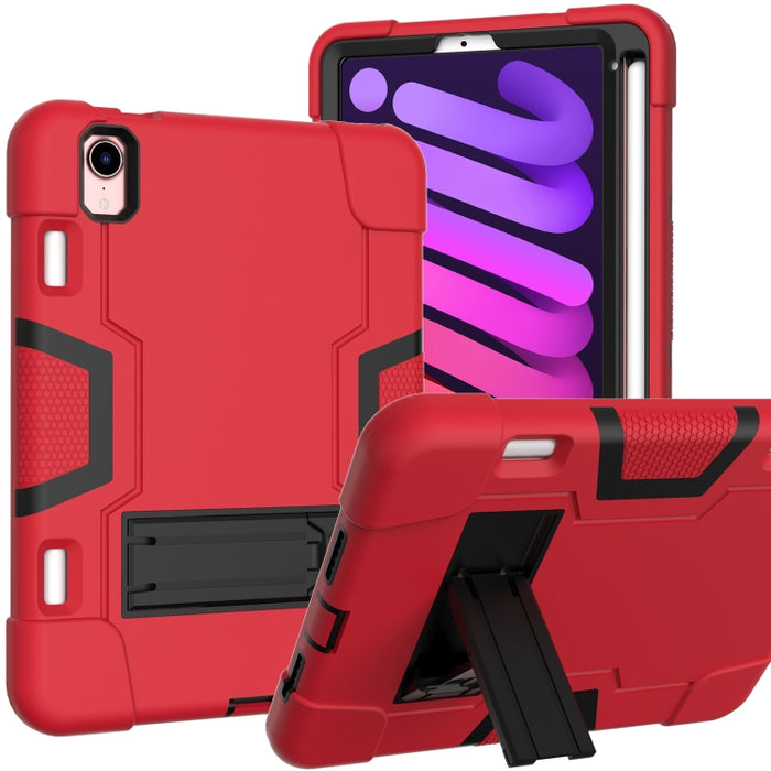 Contraste de color Robot a prueba de golpes Silicona + PC Funda protectora con soporte y ranura para bolígrafo