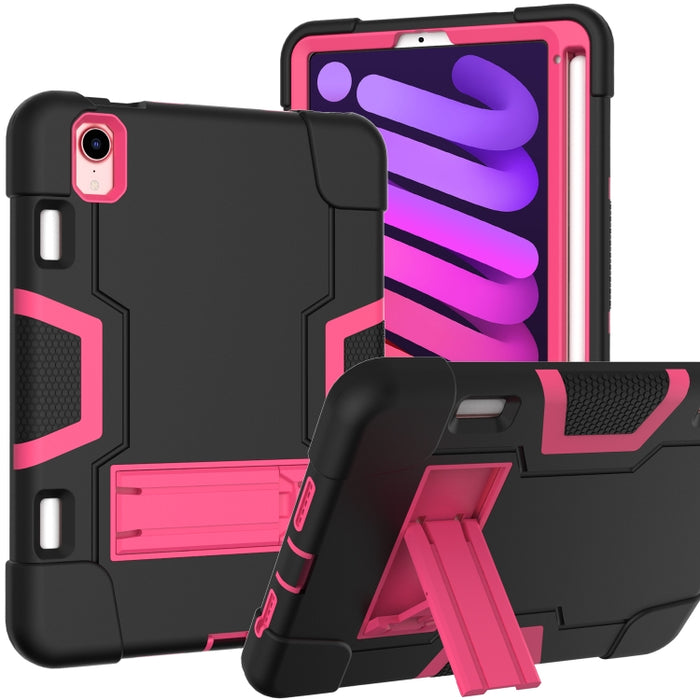 Contraste de color Robot a prueba de golpes Silicona + PC Funda protectora con soporte y ranura para bolígrafo