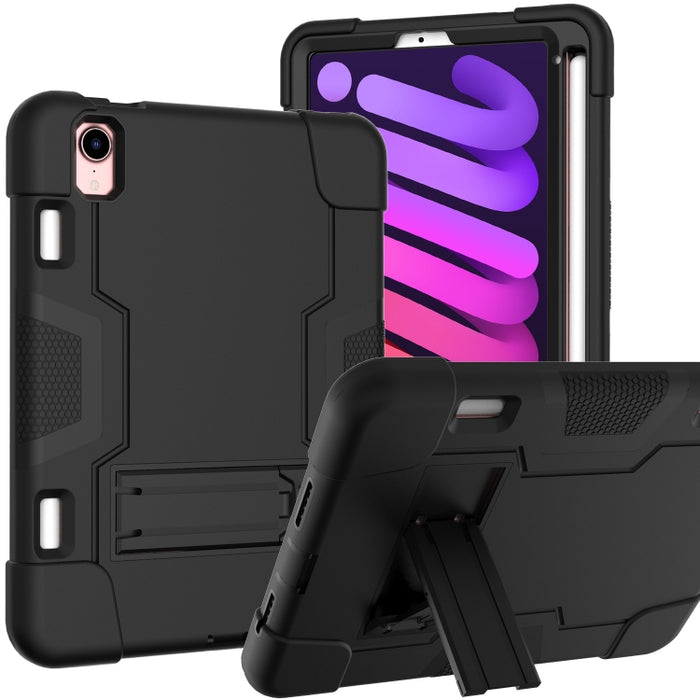 Contraste de color Robot a prueba de golpes Silicona + PC Funda protectora con soporte y ranura para bolígrafo