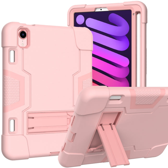 Contraste de color Robot a prueba de golpes Silicona + PC Funda protectora con soporte y ranura para bolígrafo