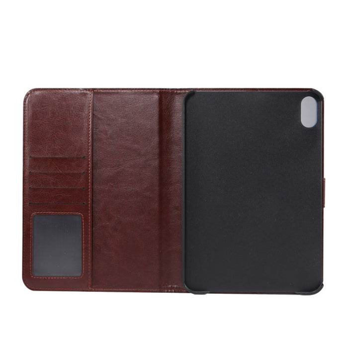 Estuche de cuero con tapa horizontal con patrón de tela de flores con función de reposo / activación y soporte y ranuras para tarjetas y billetera