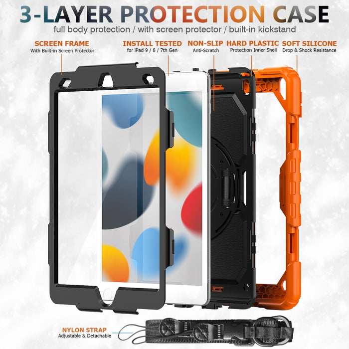 Funda protectora de silicona a prueba de golpes + PC con soporte y correa para el hombro y ranura para bolígrafo
