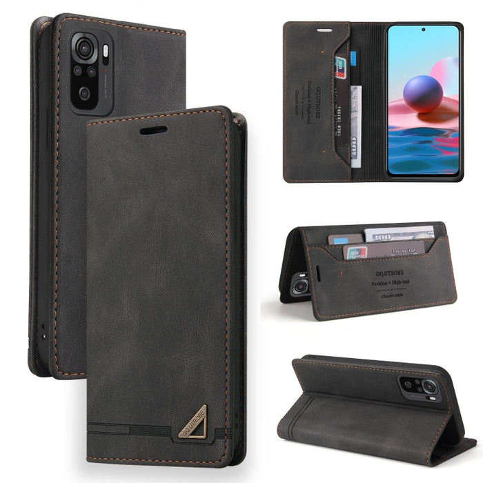 Estuche de cuero con tapa horizontal con cepillo antirrobo Skin Feel con soporte, ranuras para tarjetas y billetera, For Xiaomi Redmi Note 10, For Xiaomi Redmi Note 10 Pro, For Xiaomi Redmi 9, For Xiaomi Redmi 9A, For Xiaomi Redmi 9C, For Xiaomi Redmi ...
