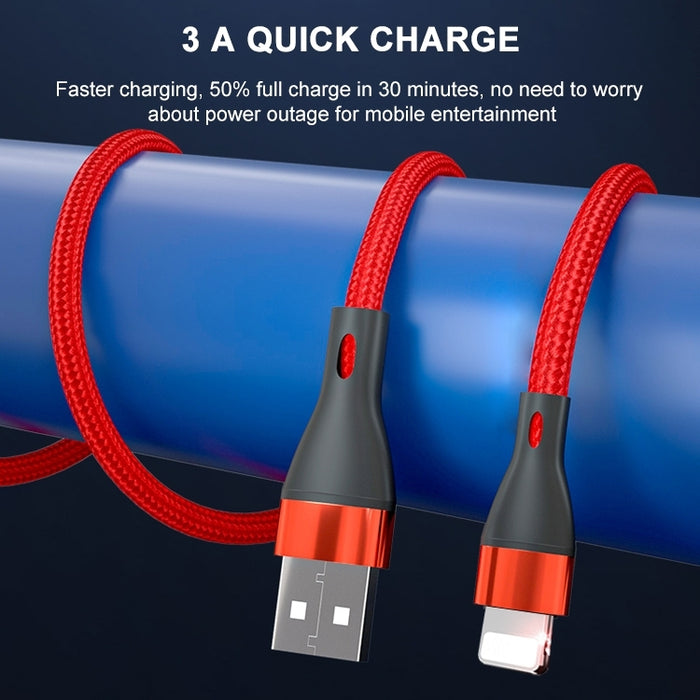 ADC-001 3A USB a cable de datos de carga rápida tejido de 8 pines