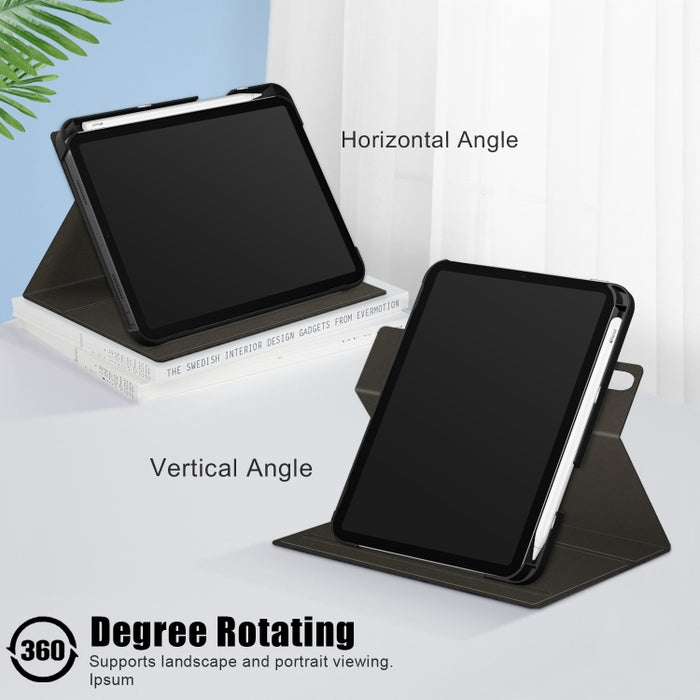 Estuche de cuero de PU con tapa horizontal de voltaje de color sólido con soporte giratorio y ranura para bolígrafo y función de reposo / activación