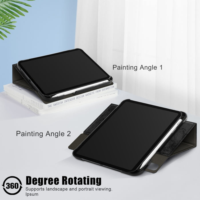 Estuche de cuero de PU con tapa horizontal de voltaje de color sólido con soporte giratorio y ranura para bolígrafo y función de reposo / activación