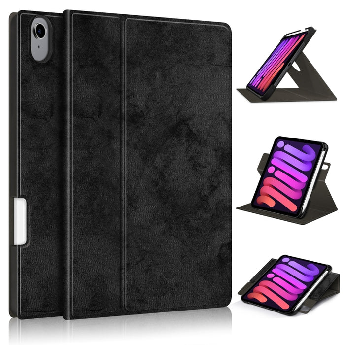 Estuche de cuero de PU con tapa horizontal de voltaje de color sólido con soporte giratorio y ranura para bolígrafo y función de reposo / activación