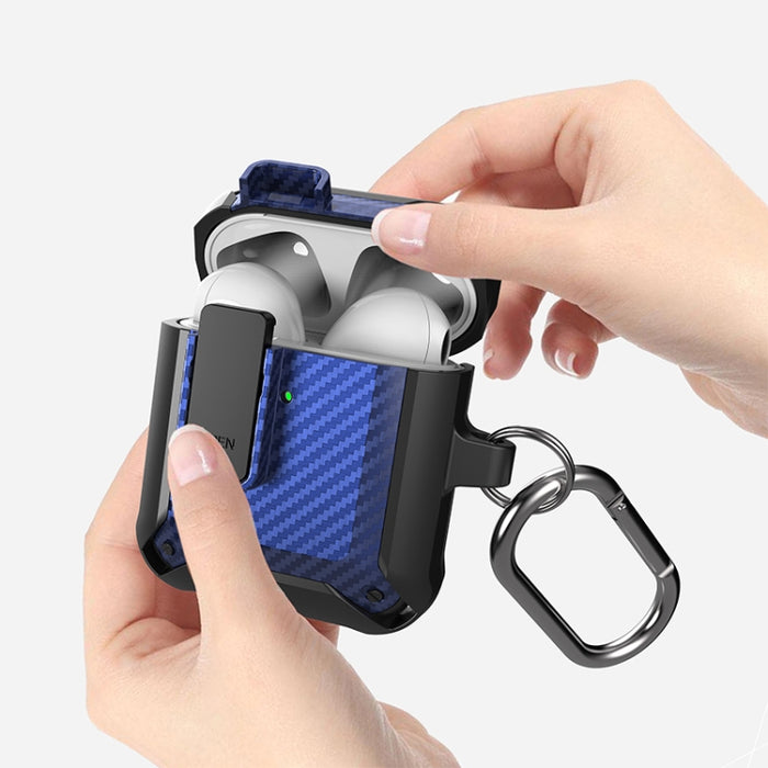 Estuche protector de fibra de carbono Bumblebee a prueba de golpes para auriculares inalámbricos con interruptor