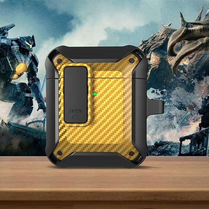 Estuche protector de fibra de carbono Bumblebee a prueba de golpes para auriculares inalámbricos con interruptor
