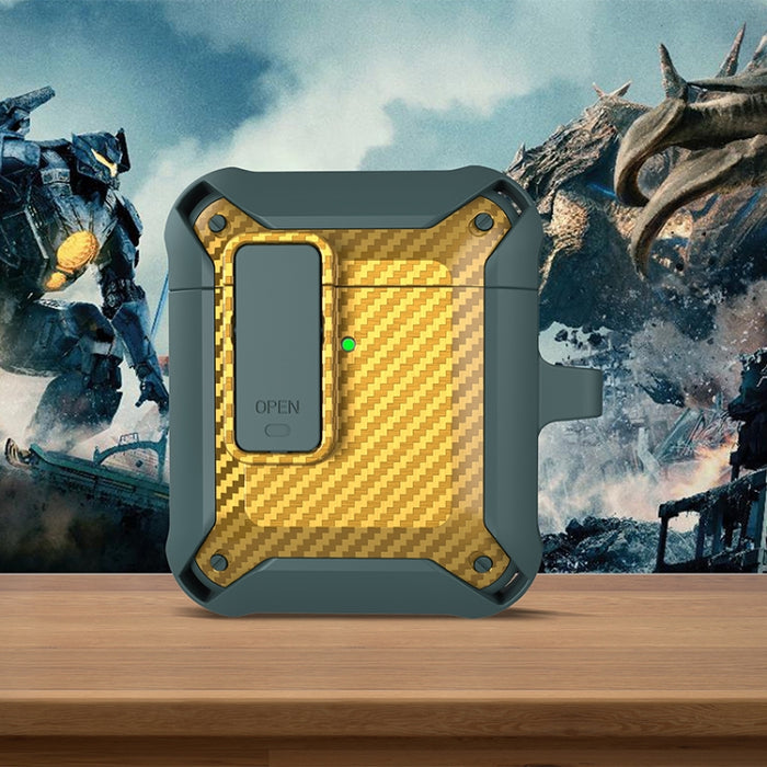Estuche protector de fibra de carbono Bumblebee a prueba de golpes para auriculares inalámbricos con interruptor