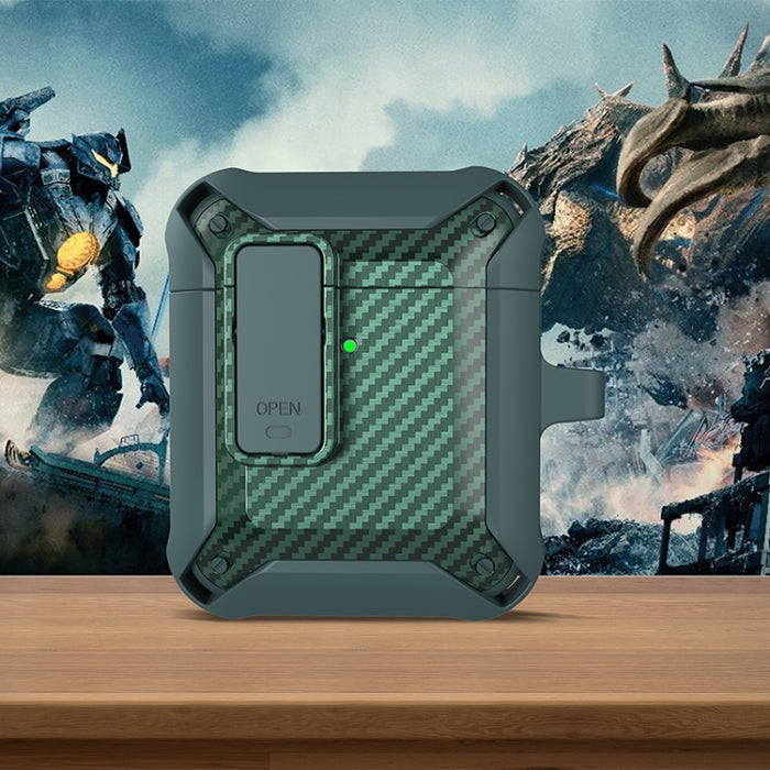 Estuche protector de fibra de carbono Bumblebee a prueba de golpes para auriculares inalámbricos con interruptor