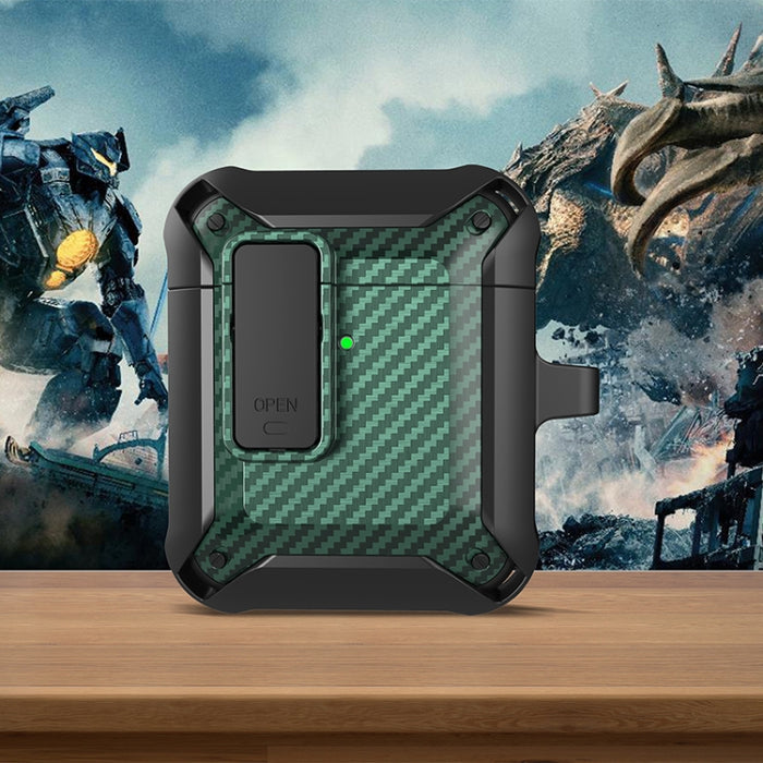 Estuche protector de fibra de carbono Bumblebee a prueba de golpes para auriculares inalámbricos con interruptor