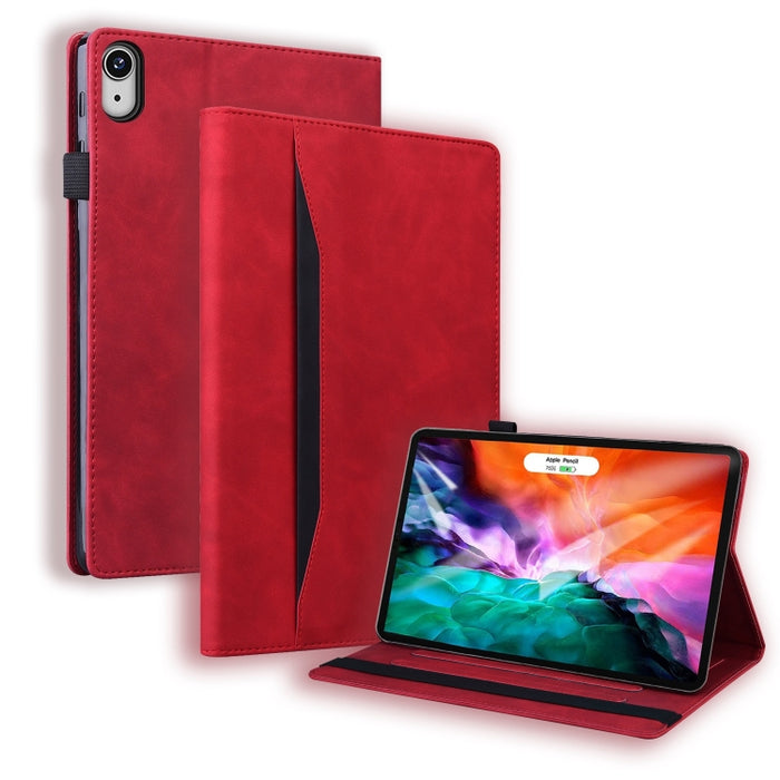 Estuche de cuero con tapa horizontal a prueba de golpes para negocios con soporte y ranuras para tarjetas y marco de fotos y ranura para bolígrafo