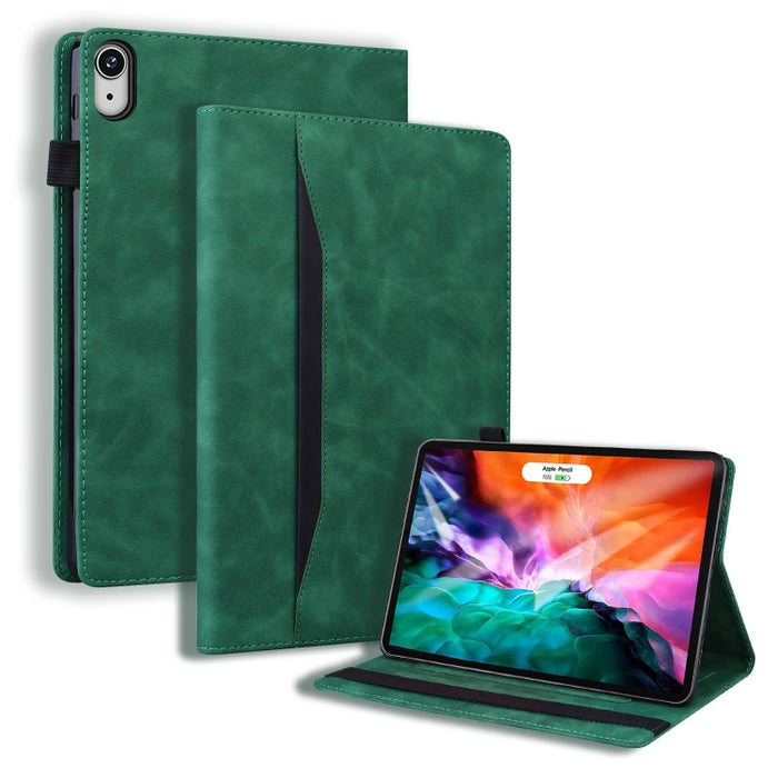Estuche de cuero con tapa horizontal a prueba de golpes para negocios con soporte y ranuras para tarjetas y marco de fotos y ranura para bolígrafo