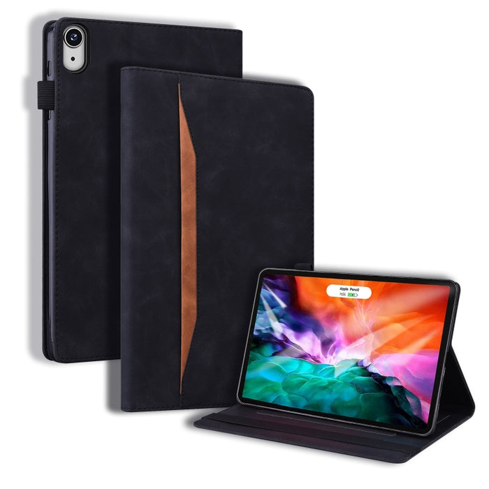 Estuche de cuero con tapa horizontal a prueba de golpes para negocios con soporte y ranuras para tarjetas y marco de fotos y ranura para bolígrafo