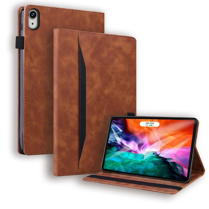 Estuche de cuero con tapa horizontal a prueba de golpes para negocios con soporte y ranuras para tarjetas y marco de fotos y ranura para bolígrafo