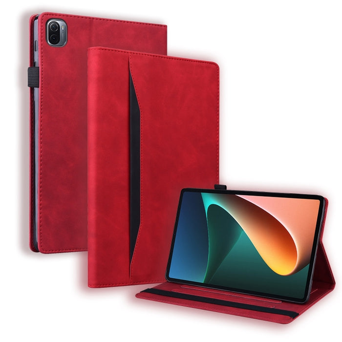 Estuche de cuero con tapa horizontal a prueba de golpes para negocios con soporte y ranuras para tarjetas y marco de fotos y ranura para bolígrafo