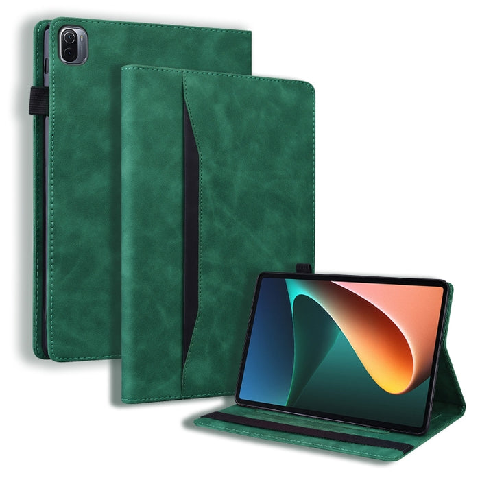 Estuche de cuero con tapa horizontal a prueba de golpes para negocios con soporte y ranuras para tarjetas y marco de fotos y ranura para bolígrafo