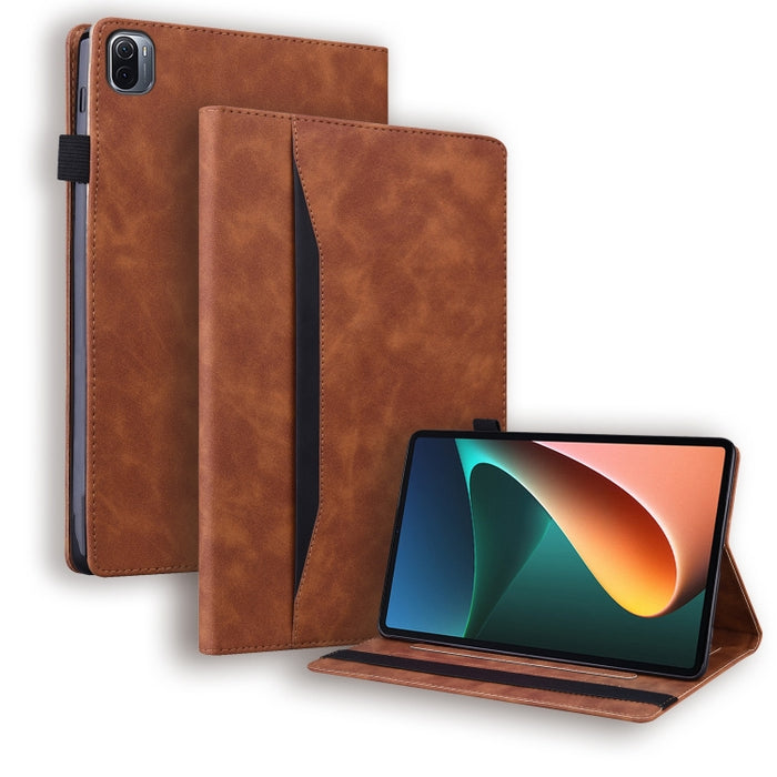 Estuche de cuero con tapa horizontal a prueba de golpes para negocios con soporte y ranuras para tarjetas y marco de fotos y ranura para bolígrafo