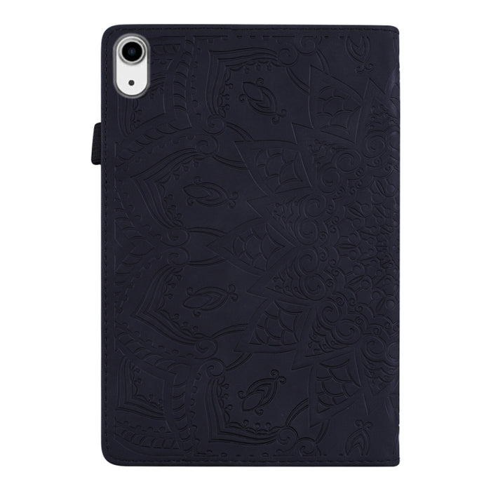 Estuche de cuero en relieve con diseño plegable doble con patrón de becerro con soporte y ranuras para tarjetas y ranura para bolígrafo y banda elástica