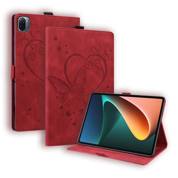 Love Butterfly Pattern Estuche de cuero con tapa horizontal con soporte y función de reposo / despertador, For Xiaomi Pad 5 / Pad 5 Pro