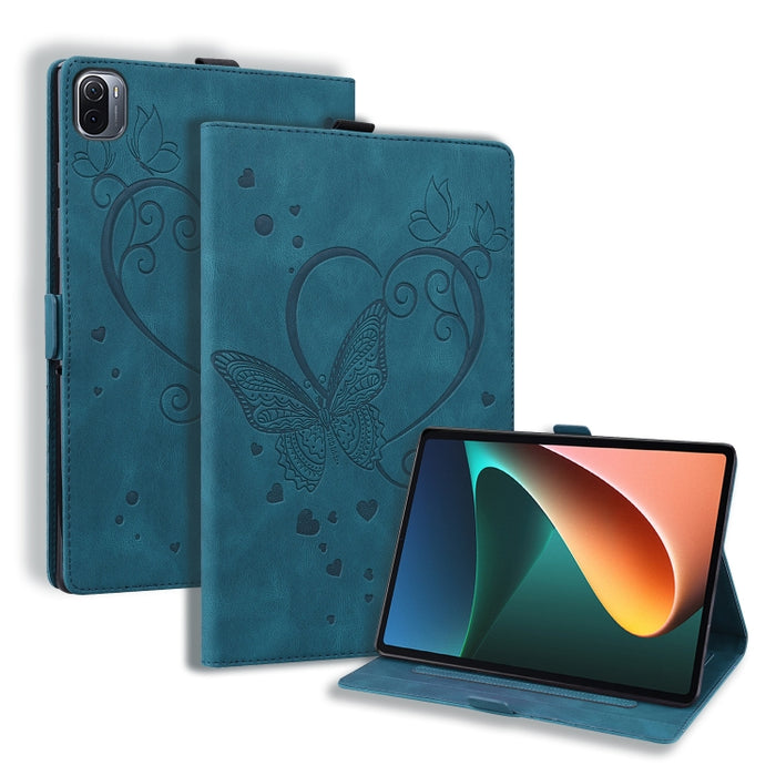 Love Butterfly Pattern Estuche de cuero con tapa horizontal con soporte y función de reposo / despertador, For Xiaomi Pad 5 / Pad 5 Pro